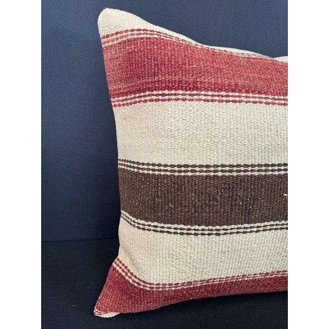 Turkish Hemp Pillow Cushion Natural Beige Red Cushion Cover 20x20 #30600 Enhance your home decor with our Kilim Pillow...