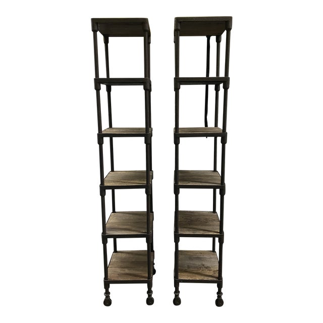 Dutch Industrial Narrow Single Shelving Units A Pair Chairish
