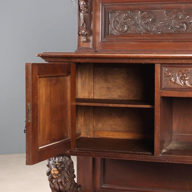 Antique Neo-Renaissance Walnut Cupboard, Italy, Early 20th Century For Sale - Image 4 of 11