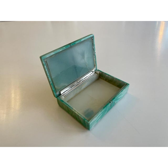 Turquoise Vintage Amazonite Jewelry Box with Sterling Silver Hinges, 1950 For Sale - Image 8 of 10