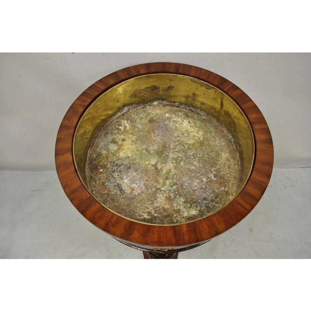 Late 20th Century Maitland Smith Regency Style Mahogany Carved Lion Leather Base Cellarete Planter For Sale In Philadelphia - Image 6 of 12