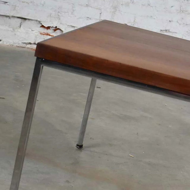 Mid Century Modern Chrome & Walnut End or Coffee Table in the Style of Florence Knoll For Sale - Image 10 of 13