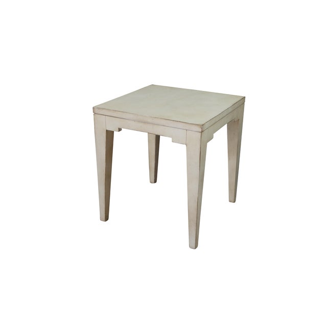 Mid-Century Modern Late 20th Century Hollywood Regency Style Cream Painted Square Bunching Table 22" For Sale - Image 3 of 17