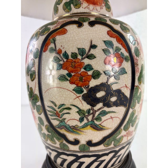 Chinese Frederick Cooper Hand Painted Chinese Pottery Table Lamp For Sale - Image 3 of 12