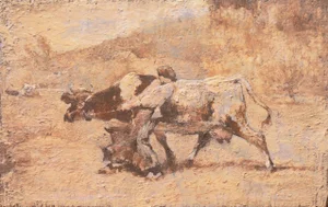 'Bretonne Cowherd in Pasture' by Julien Dupré, Circa 1880; Barbizon School, Proto-Impressionism, Louvre, Paris, Brittany