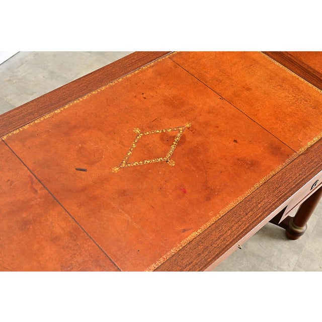 Brown French 19th Century Empire Mahogany Desk, Refinished For Sale - Image 8 of 12