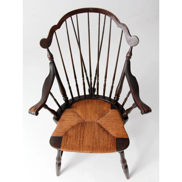 Antique Windsor Arm Chair With Rush Seat | Chairish