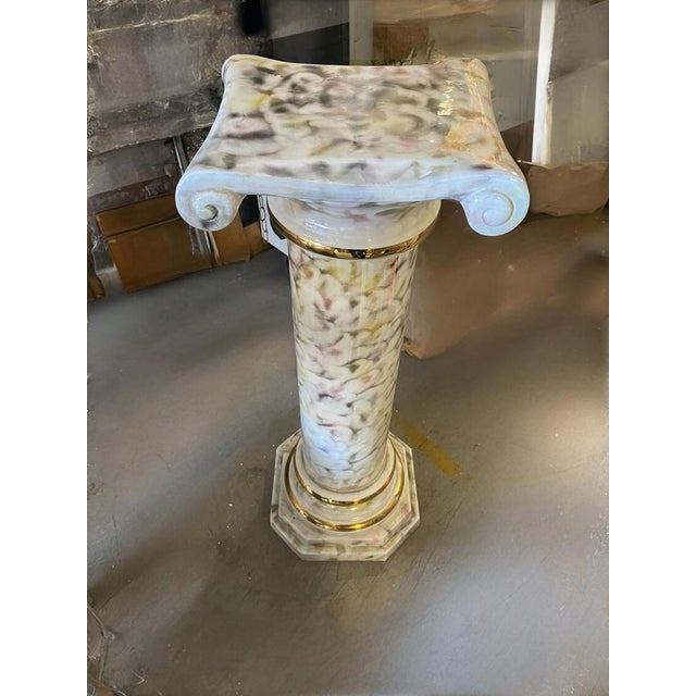 Italian Ceramic Pillar Pedestal with Table Lamp, 1980s For Sale - Image 16 of 18