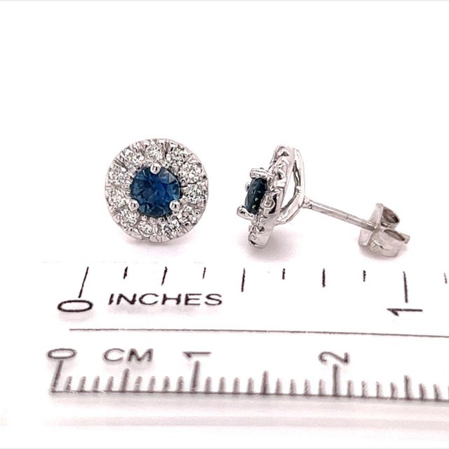 Natural Sapphire Diamond Stud Earrings 14k Gold 1.09 TCW Certified $3,950 216098 This is a Unique Custom Made Glamorous...