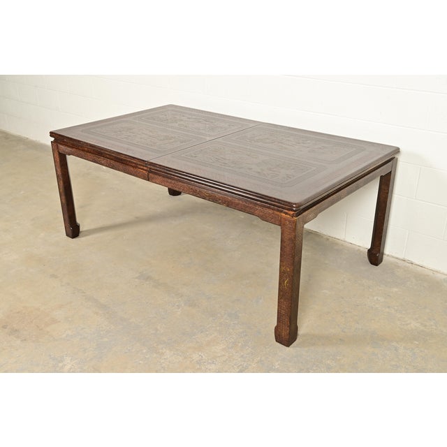 Brown Mario Buatta for John Widdicomb Hollywood Regency Chinoiserie Faux Tortoise Shell Extension Dining Table, Circa 1970s For Sale - Image 8 of 16