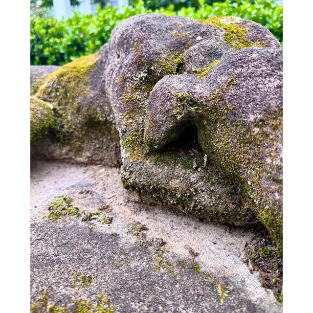 Cast Stone Dog Garden Ornament Statue With Moss Patina Mid 20th Century For Sale - Image 11 of 15