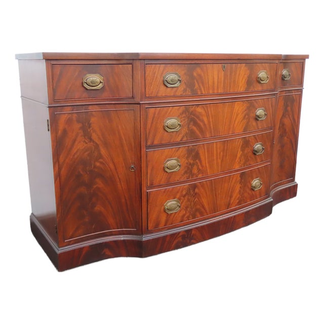 Flame Mahogany Long Credenza Sideboard Media Console Bathroom Vanity 6903 For Sale