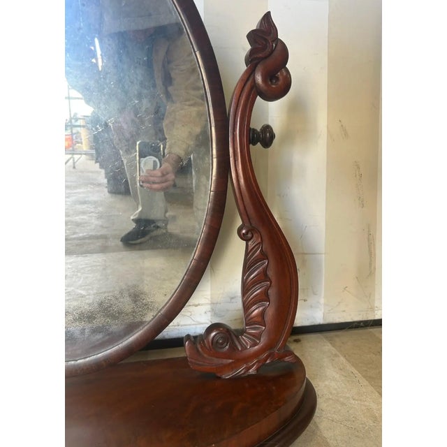 Mid 19th Century 19th Century American Empire Mahogany Dressing Mirror With Dolphins For Sale - Image 5 of 7