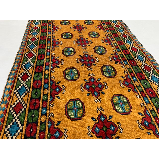 Mustard Gold Mori Gul Tribal Oriental Runner Rug, 2'10" X 9'4" For Sale - Image 13 of 16