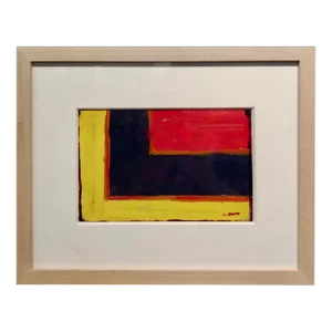 Conrad Buff -Yellow Red & Black Abstract -1960s California Modernist Oil Painting
