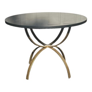 Round Stone Table on Gilded Base by Freeman For Sale