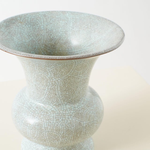 Trumpet-Shaped Celadon Vase with Crackle Glaze For Sale In San Francisco - Image 6 of 9