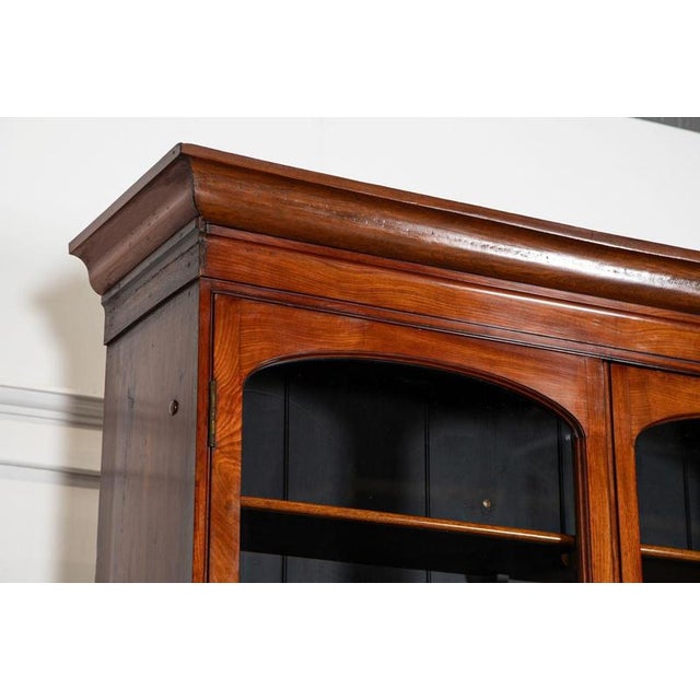 Brown Large Antique English Mahogany Glazed Library Bookcase, 1870 For Sale - Image 8 of 18