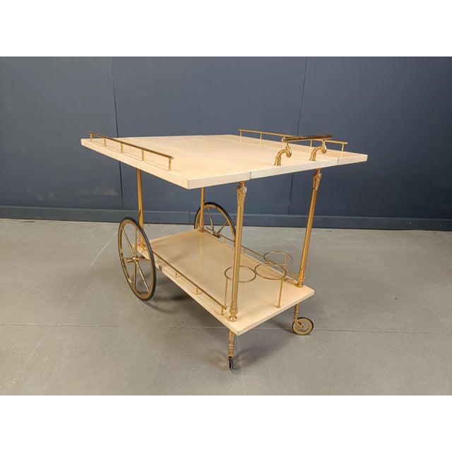 Hollywood Regency Italian Lacquered Serving Bar Cart by Aldo Tura, 1960s For Sale - Image 3 of 12