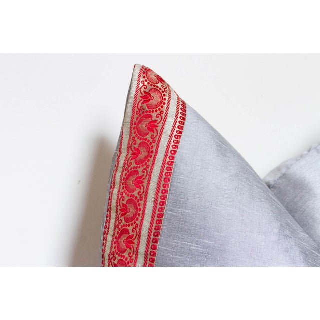 Modern Gray Festive Silk Euro Pillow Cover For Sale - Image 4 of 7