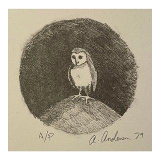 1979 Adrienne Anderson Owl Lithograph For Sale
