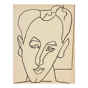 Françoise Gilot Portrait Man Original French Mourlot Modernist Lithograph 1951 Francoise Gilot