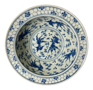 Antique Large Chinese Blue & White Bowl
