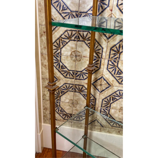 Metal Mid 20th Century Italian Neoclassical Gilt Iron Etagere With Glass Shelves For Sale - Image 7 of 7