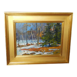 1930s Carl Raschen b.1882 Oil Painting Winter Landscape, Framed
