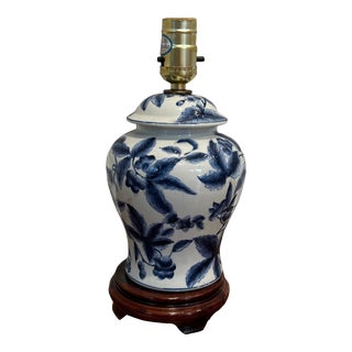 Early 20th Century Blue and White Floral Lamp For Sale