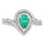 Emerald Diamond Ring Estate 14k White Gold Pear Halo Sz 7 Fine Jewellery For Sale