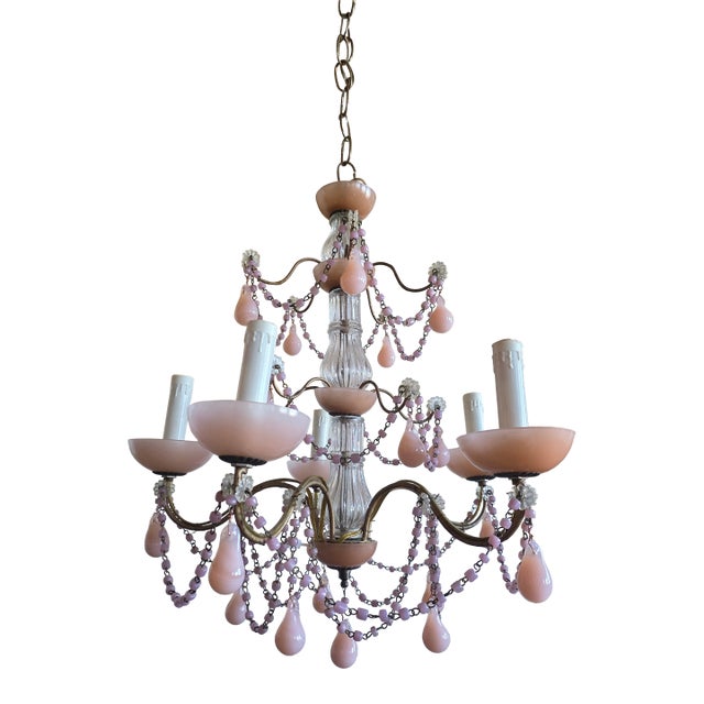 Pink Opaline Chandelier For Sale