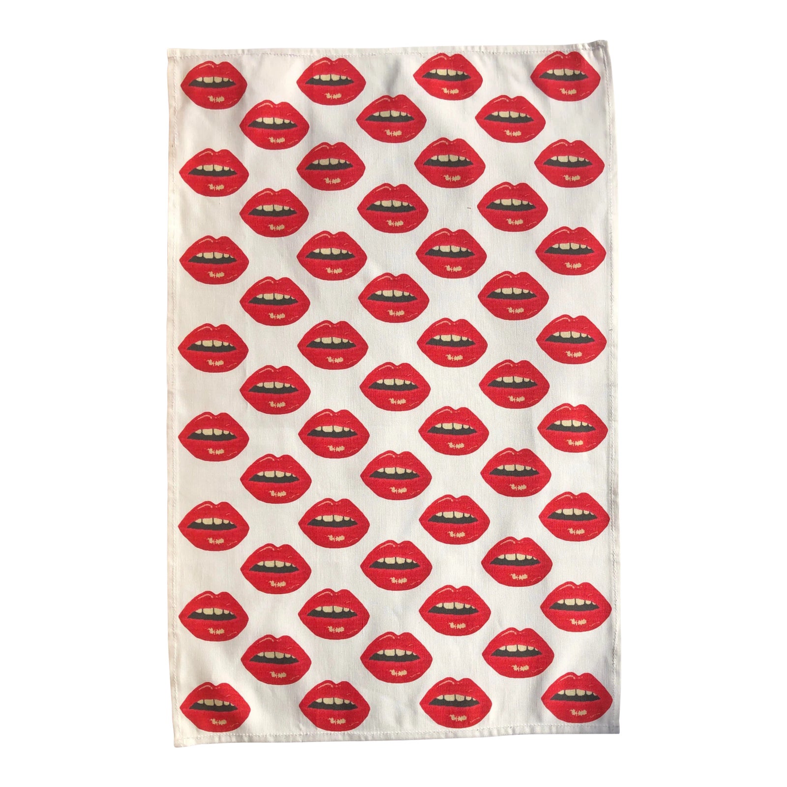 Original Embrasse Moi Lips Linen Cotton Tea Towel, Custom Made