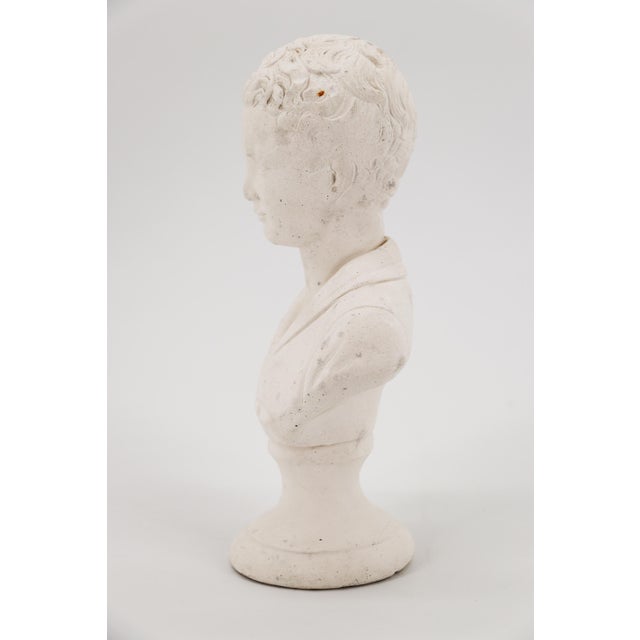 White 1950s Small Bust of Young Boy, Plaster, French For Sale - Image 8 of 12