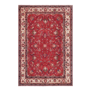 Shabby Chic Persian Tabriz Red/Beige Wool Rug - 8'10'' X 11'10'' For Sale