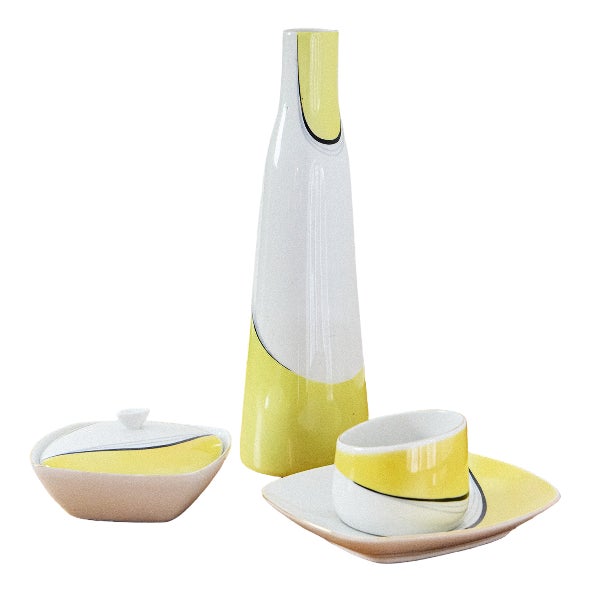 Porcelain Set by Sándor Koczor for Hollóházi, 1950s, Set of 3 For Sale