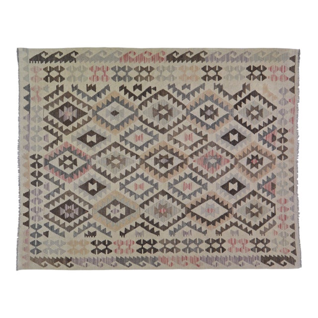Afghan Navajo Style Flatweave Wool Rug, 5'3"x6'6" For Sale