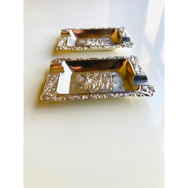 Vintage 1970s Danish Silver Plated Ashtrays Set of 2 For Sale - Image 4 of 6