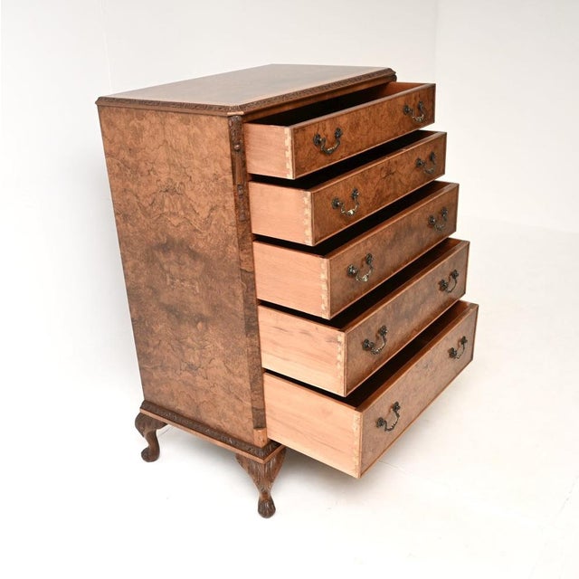 Antique Burr Walnut Chest of Drawers, 1920s For Sale - Image 3 of 9