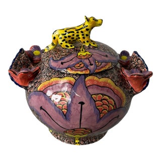 2000s Ardmore Ceramics Leopard Sugar Pot For Sale