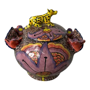 2000s Ardmore Ceramics Leopard Sugar Pot
