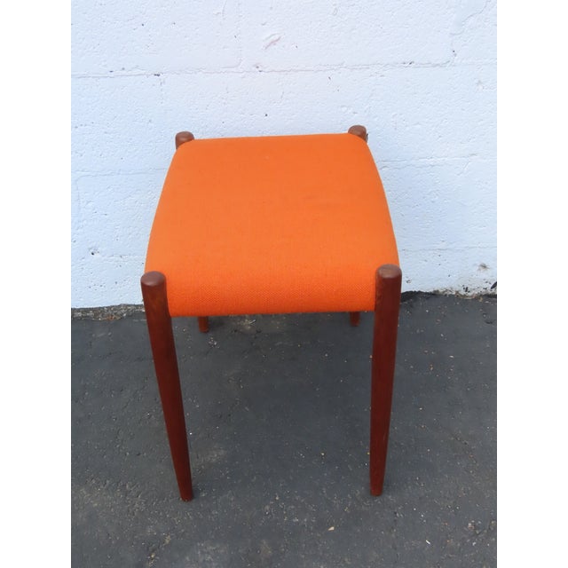 Jl Moller Danish Mid Century Modern Teak Upholstered Stool 6595 For Sale In Miami - Image 6 of 12