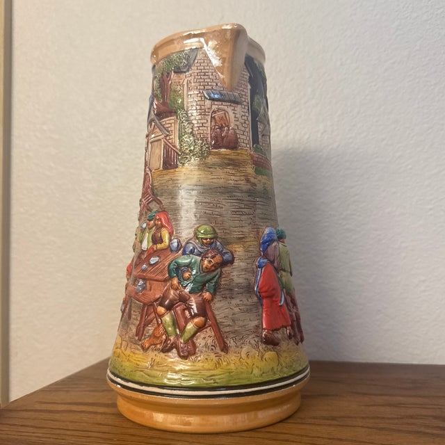 This charming mid-century German earthenware beer pitcher was crafted by the historic pottery makers Simon Peter Gerz in...