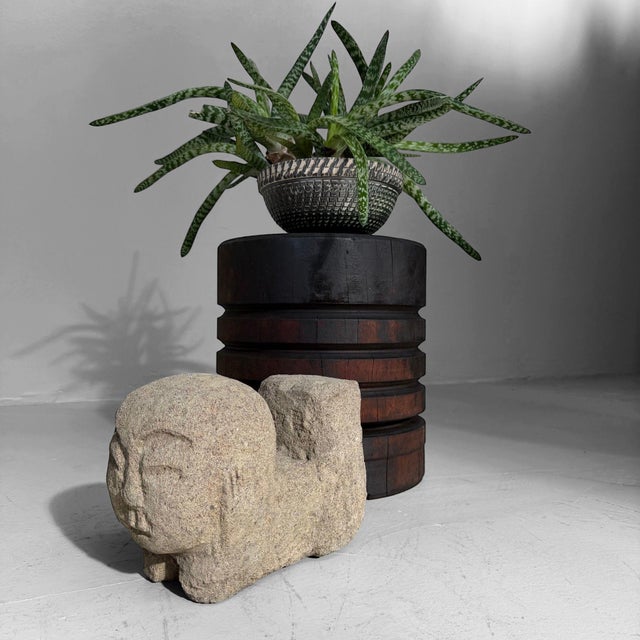 A heavy Japanese industrial wooden element, originally part of a larger pulley or lifting construction. Dimensions: height...