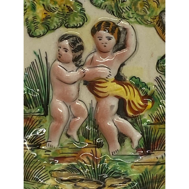 Mid 20th Century Vintage Capodimonte Italy Cherub Story Dish Bowl #1308 For Sale - Image 5 of 12