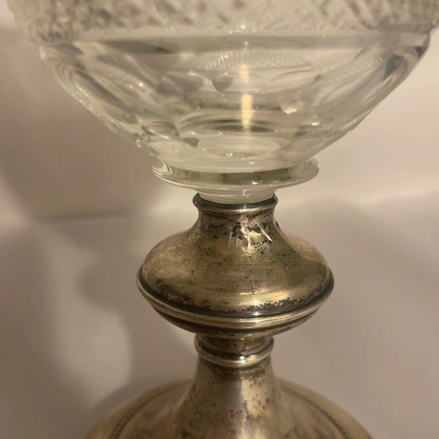 Metal Crystal Lidded Compote With Sterling Silver Base For Sale - Image 7 of 8