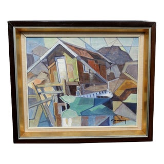 Evert Grynning, Lakeside Hut, 1960s, Oil on Canvas, Framed For Sale