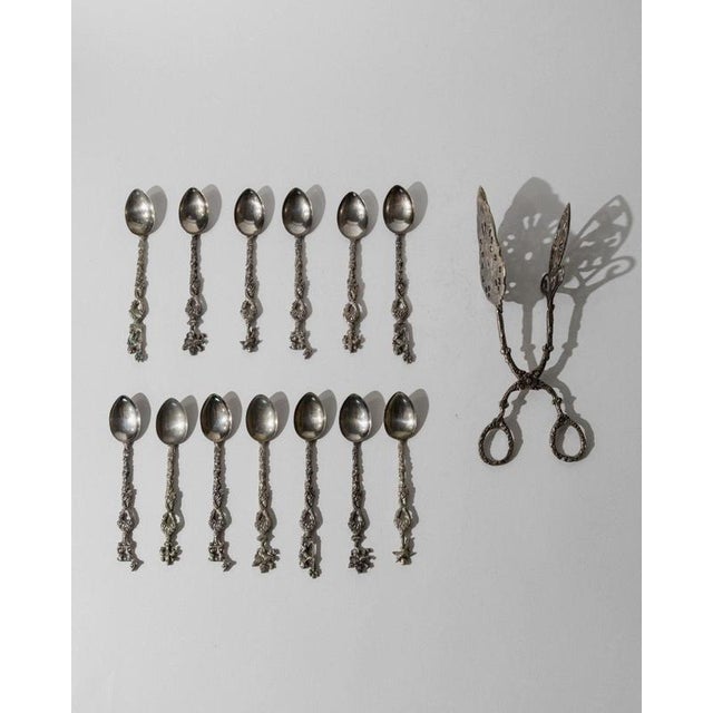 Vintage Silver Plated Tea and Cake Serving Set, 1930s, Set of 14 For Sale - Image 4 of 14