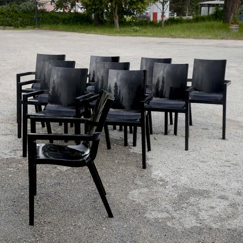 Wood Driade Deville Chairs by Christophe Pille, Set of 10 For Sale - Image 7 of 9