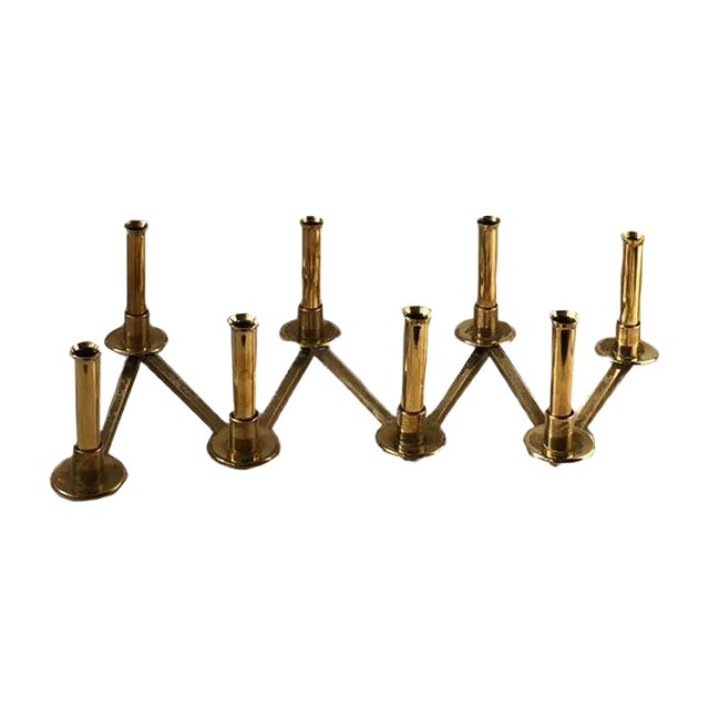Brass Candleholder Margareta-Slingan by Lars Holmström for Arvika, 1950s For Sale